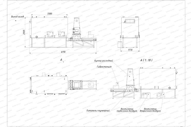 Чертеж котла на щепе и опилках 1100 кВт